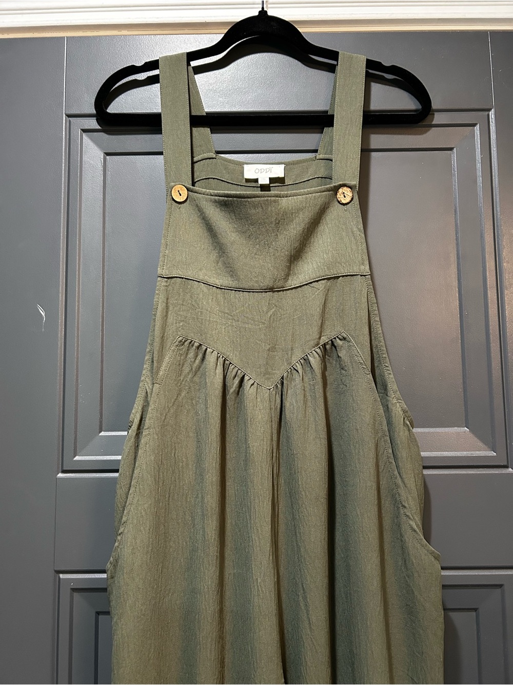 Olive Green Wide-Leg Overalls - Picture 2 of 5